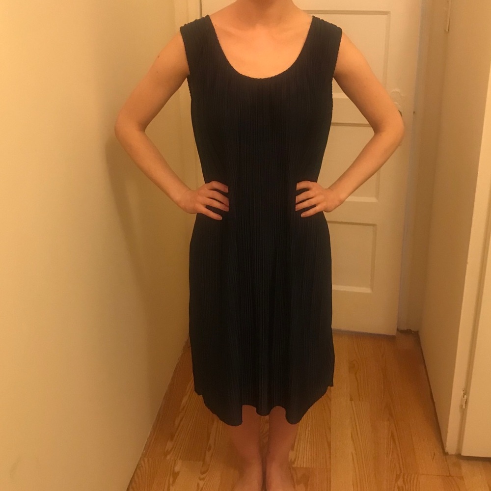 H&M Crinkle Dress, Navy Blue